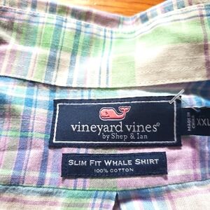 Vineyard Vines Slim Fit Whale Shirt Mens XL Button Up Long Sleeve Plaid Blue